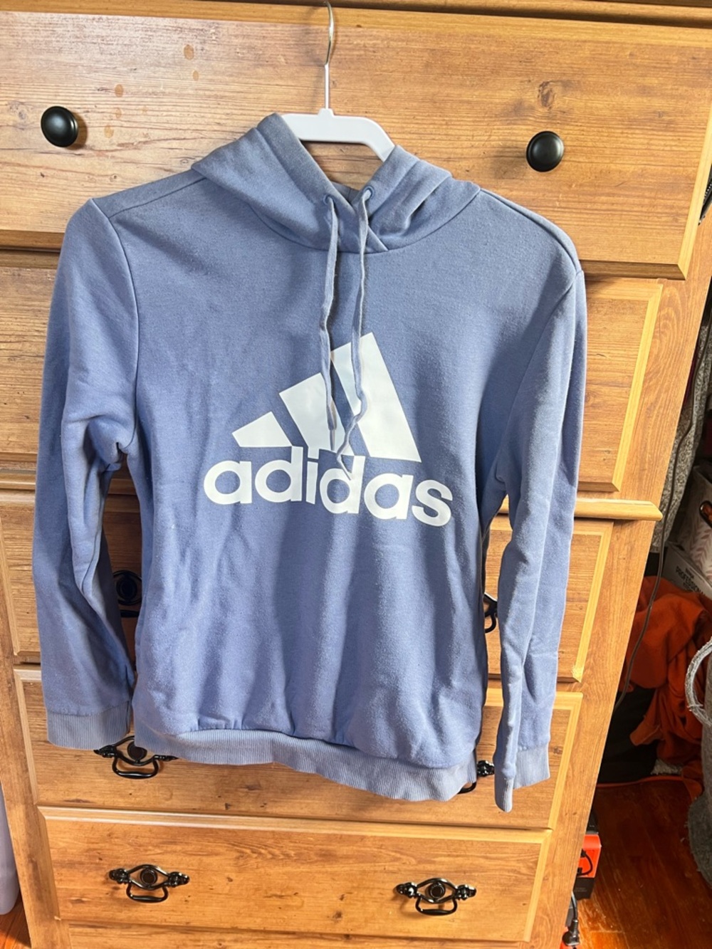 adidas Women's Indigo Hoodie with White Logo - Picture 3 of 4